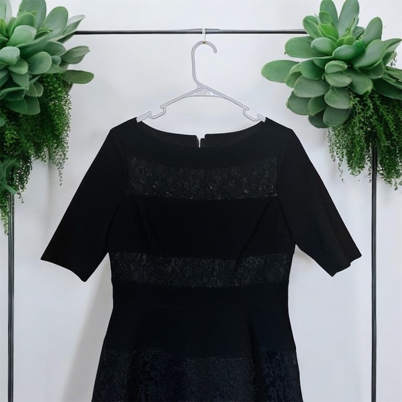 rickie freeman Teri Jon Women’s Black Tiered with Lace Detail Formal Dress Sz-8 - Picture 5 of 9